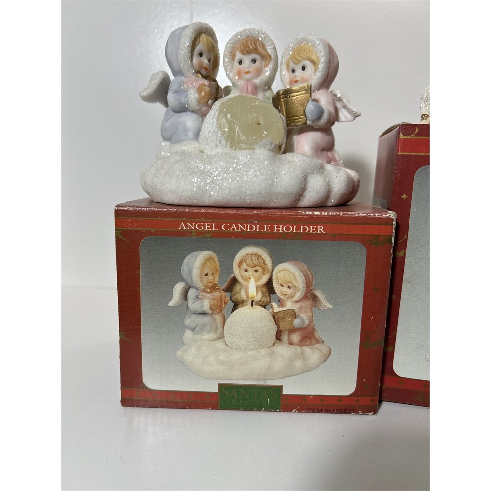 Santa's Collection Set Of 2 Nativity Christmas Carols Village Flying Angel 1246 - Picture 7 of 8